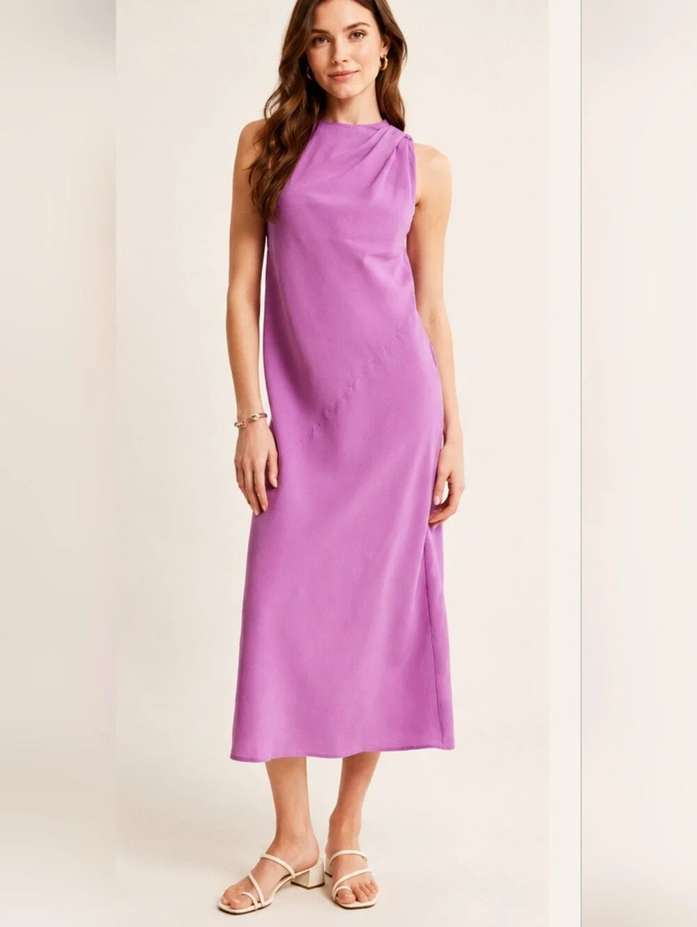 Abercrombie & Fitch Lilac Draped Sleeveless Midi Maxi Dress XS